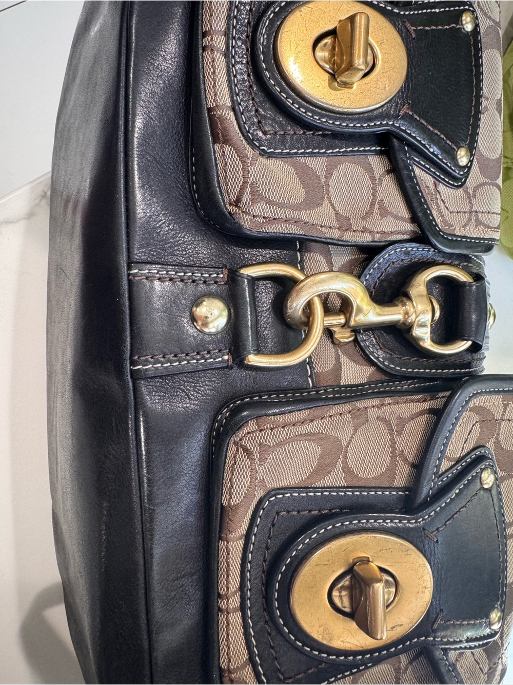 Coach Brown Legacy Lining Double Turnlock Clasp Vintage Bag+Wallet - Picture 14 of 16